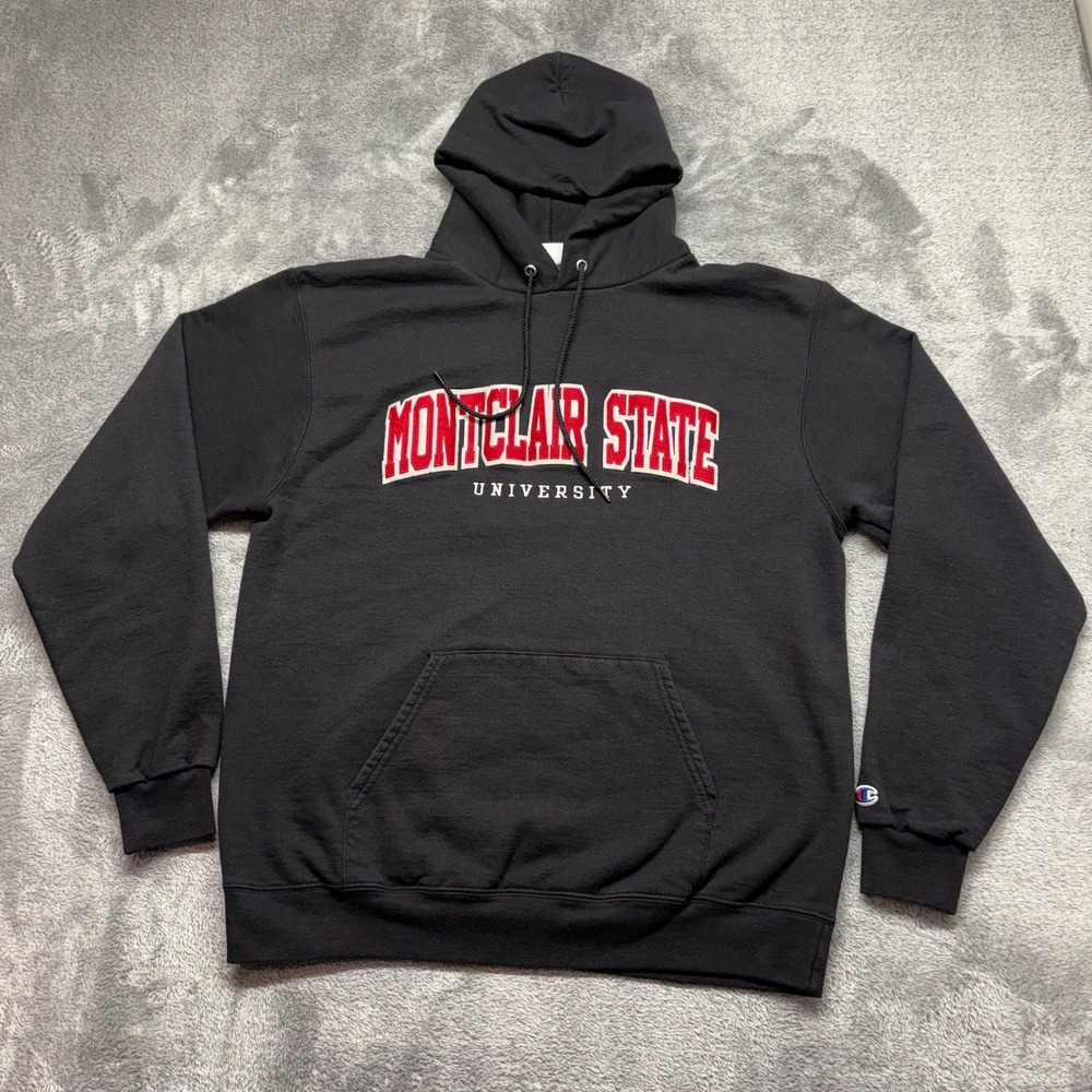 Champion Hoodie Men Large Black Good Montclair State University Pullover 873